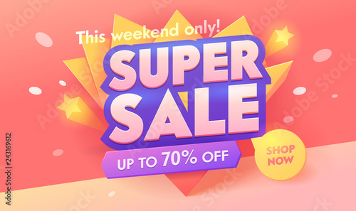 Super Sale Offer 3d Pink Banner