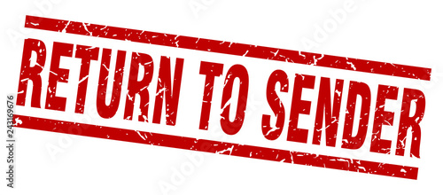 square grunge red return to sender stamp