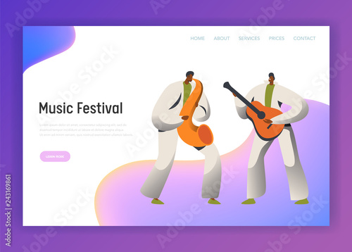 Music Festival Saxophone Man Character Landing Page