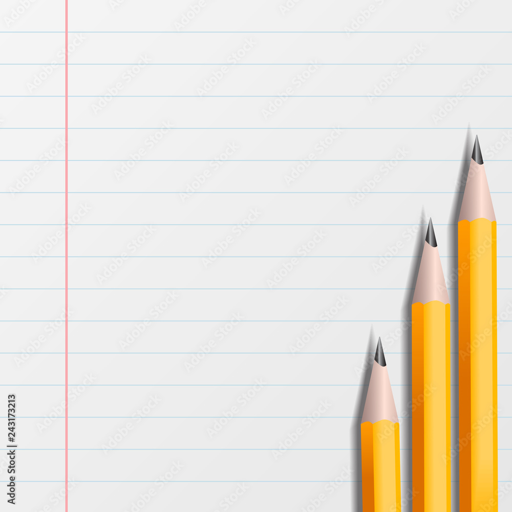 Background for your art from a piece of notebook in line with yellow pencils Background for your art from a piece of notebook in line with yellow pencils