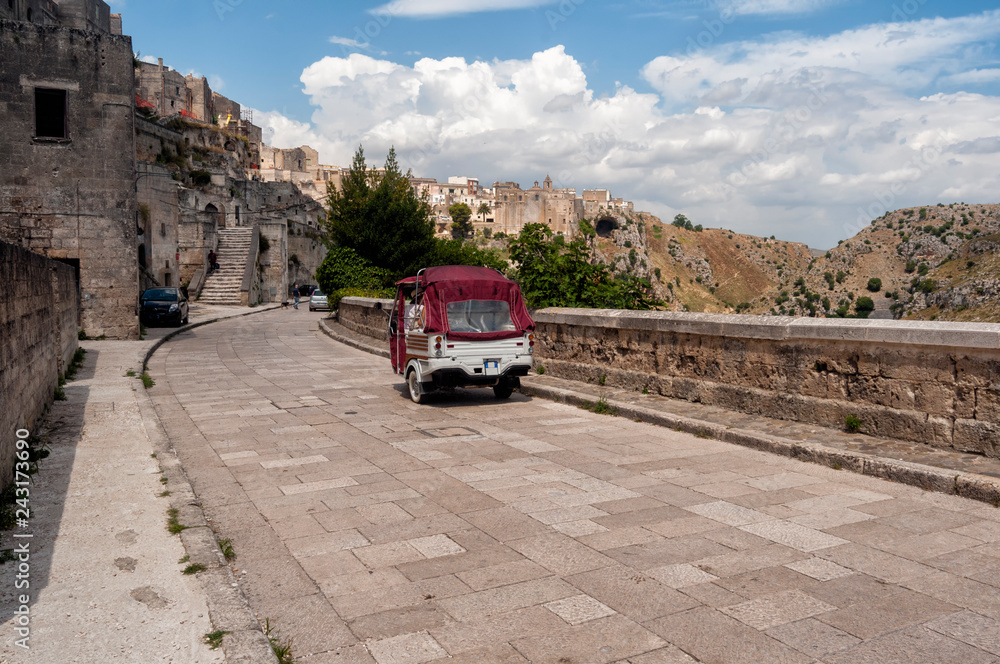 characteristic taxi of the matera stones.
