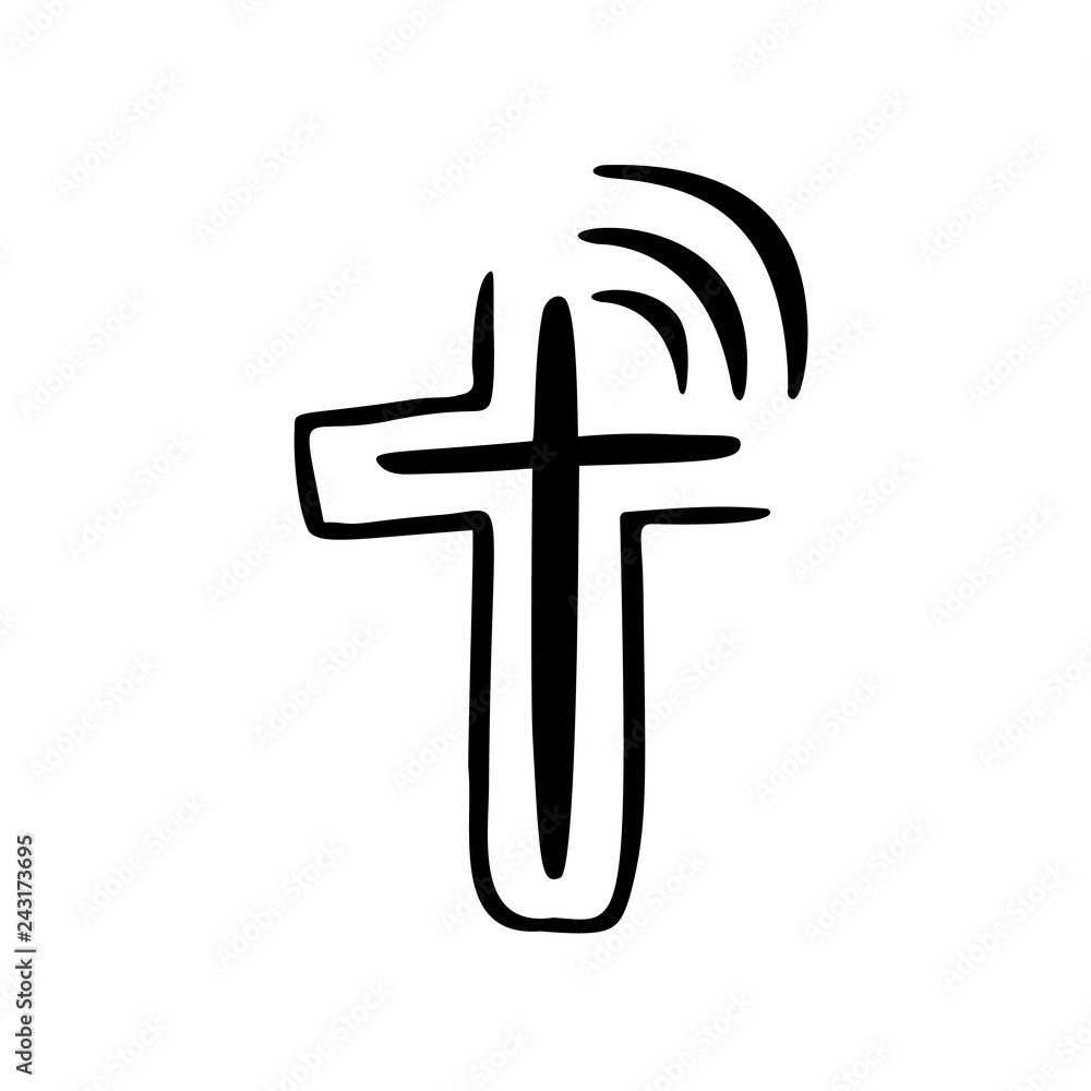 Vector illustration of Christian Logo. Emblem with concept of Cross