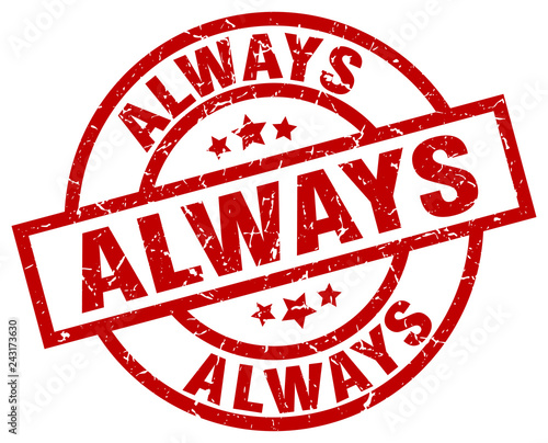 always round red grunge stamp