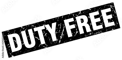 square grunge black duty free stamp
