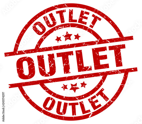 outlet round red grunge stamp