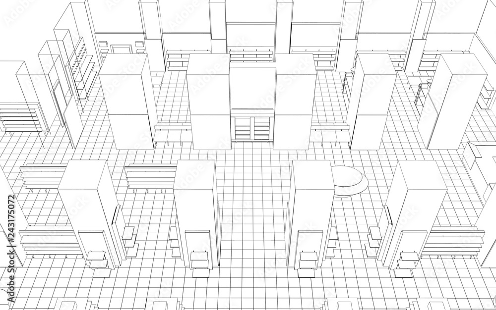 shop, mall, shopping mall, contour visualization, 3D illustration, sketch, outline shop, mall, shopping mall, contour visualization, 3D illustration, sketch, outline