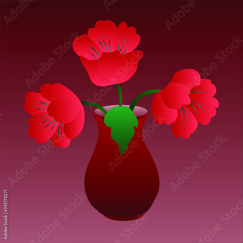 Fototapeta Naklejka Na Ścianę i Meble -  Red poppies in a vase
