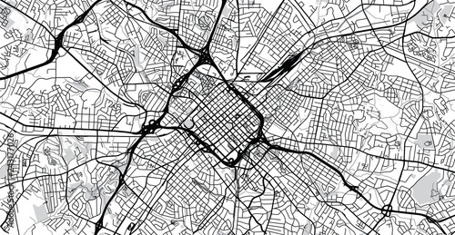 Urban vector city map of Charlotte, North Carolina, United States of America