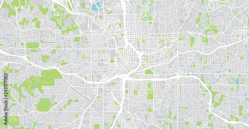 Urban vector city map of Atlanta, Georgia, United States of America