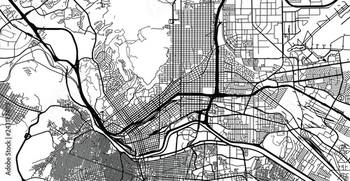 Urban vector city map of El Paso, Texas, United States of America