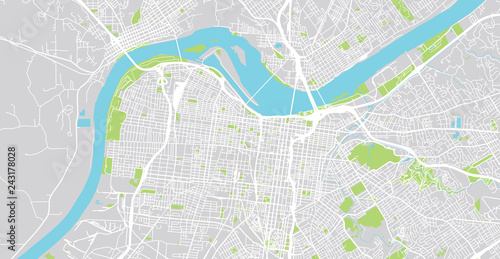Urban vector city map of Louisville, Kentucky, United States of America