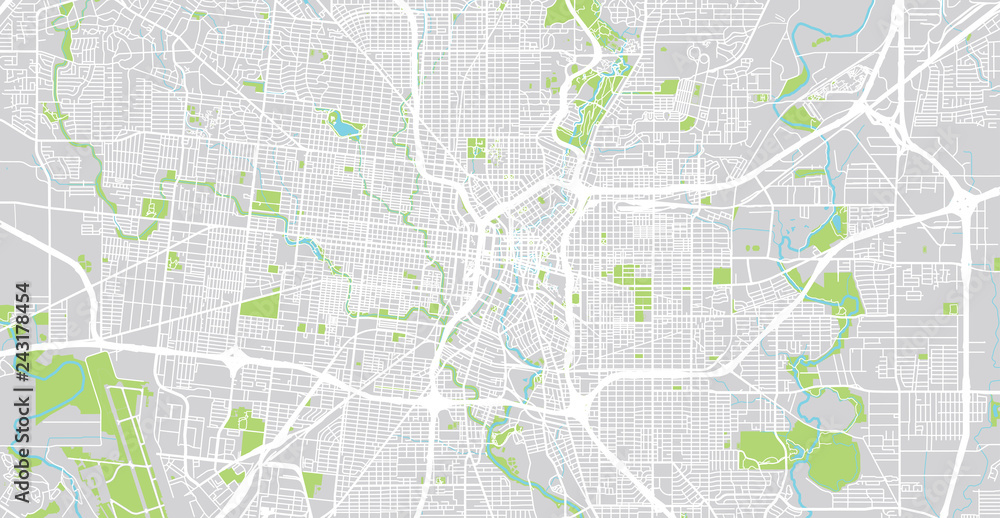 Urban vector city map of San Antonio, Texas, United States of America