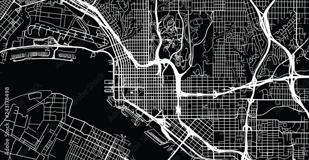 Urban vector city map of San Diego, California, United States of America