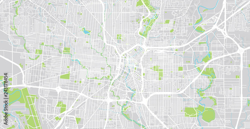 Urban vector city map of San Antonio, Texas, United States of America