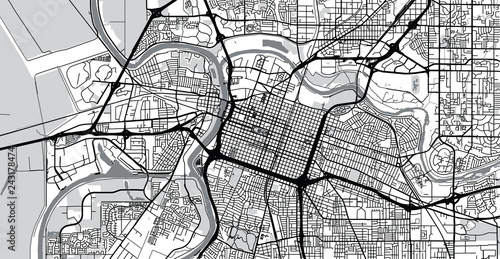 Urban vector city map of Sacramento, California, United States of America