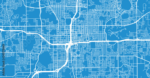Urban vector city map of Orlando, Florida, United States of America