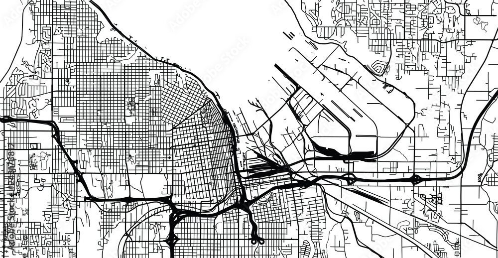 Naklejka premium Urban vector city map of Tacoma, Washington, United States of America