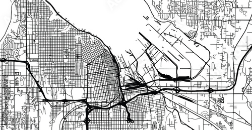 Urban vector city map of Tacoma, Washington, United States of America