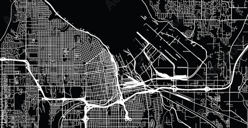 Urban vector city map of Tacoma, Washington, United States of America