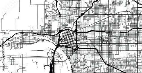Urban vector city map of Tulsa, Oaklahoma, United States of America