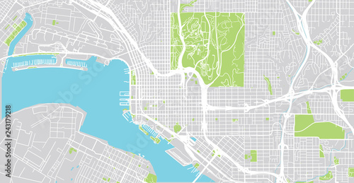 Urban vector city map of San Diego, California, United States of America