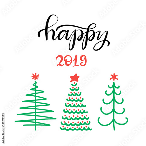 Vector Illustration EPS10. Set of christmas trees flat icons in cartoon style isolated on white background. New year winter collection.