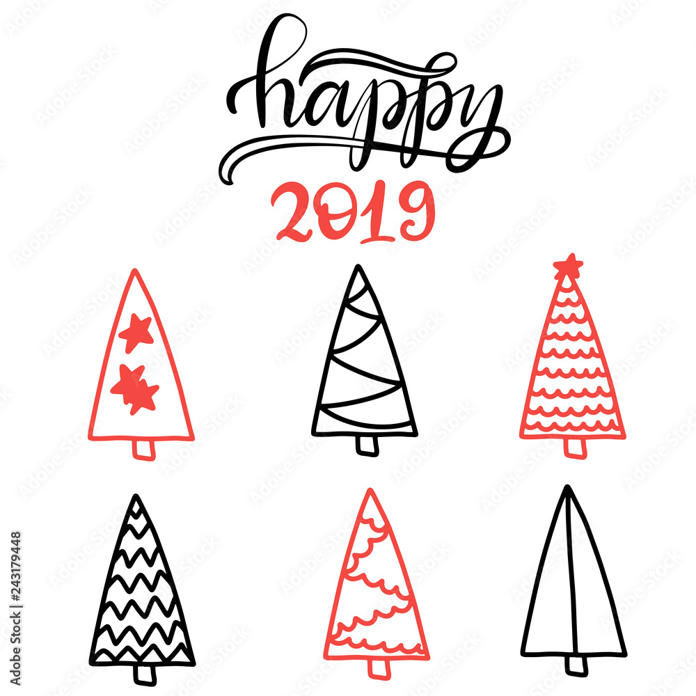 Vector Illustration EPS10. Set of christmas trees flat icons in cartoon style isolated on white background. New year winter collection. Vector Illustration EPS10. Set of christmas trees flat icons in cartoon style isolated on white background. New year winter collection.