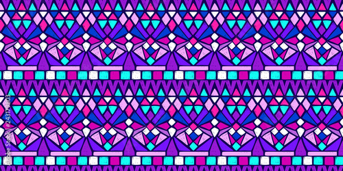 Ethnic pattern. Aztec fabric. Embroidery effect. Tribal ornament. Brazilian or Mexican print. Clothes or interior design. Boho fashion. Traditional homespun textile. Vector seamless pattern.