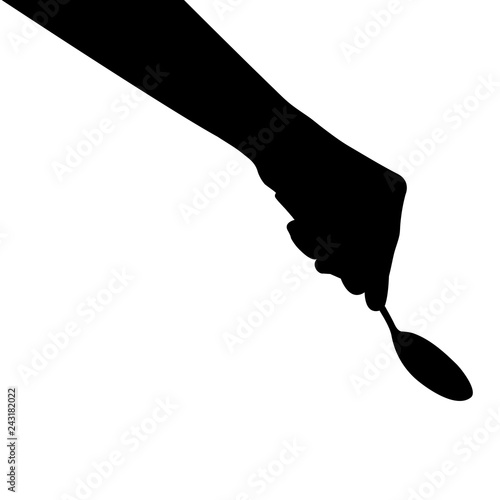 spoon in hand silhouette vector illustration, tablespoon