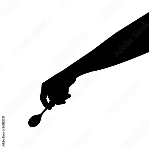 spoon in hand silhouette vector illustration, tablespoon