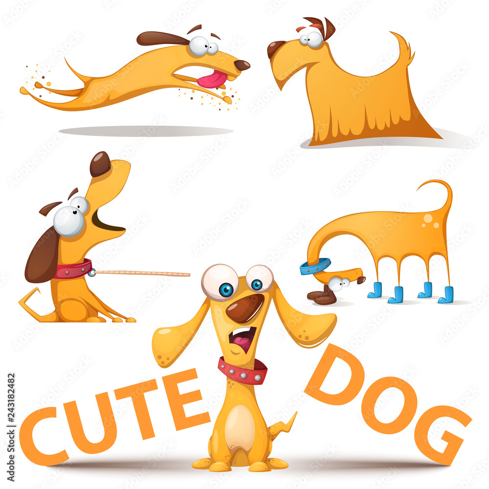 Cute dog set. Funny illustration. Cute dog set. Funny illustration.
