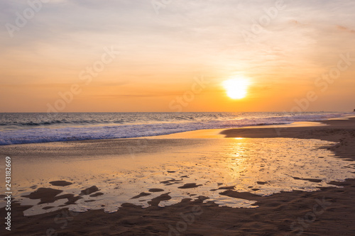 Landscape of sunset on paradise tropical beach in Sri Lanka