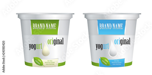 Pack design yogurt. Design for original yogurt, cream and dessert. Vector illustrator.