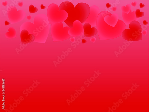 Bright hearts on a red background
