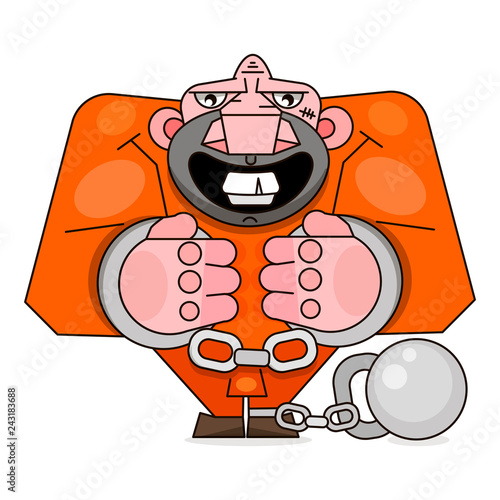 Isolated Imprisoned Man In Orange Uniform On White.