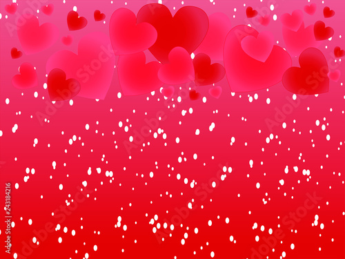 Bright hearts on a red background
