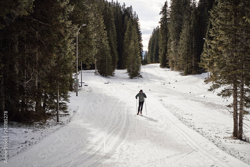 handosme middle aged man cross country skiing in his free time © SVP Productions