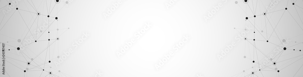 Obraz premium Geometryczne streszczenie tło z połączonych kropek i linii. Struktura molekularna i komunikacja. Tło technologii cyfrowej i połączenie sieciowe.
