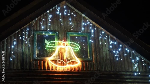 House decorated with lights for Christmas. Christmas Lights on a House