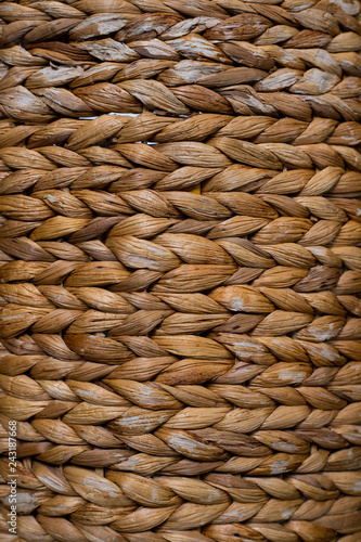 The texture of the old wicker basket