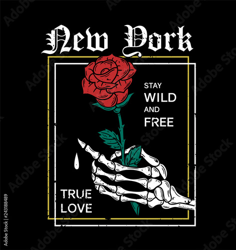 New York rose trendy print 