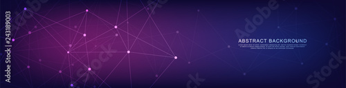 Website header or banner design with geometric abstract background of connected dots and lines. Vector illustration with plexus background and space for your text.