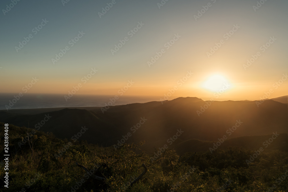 Sunset in the mountains landscape background