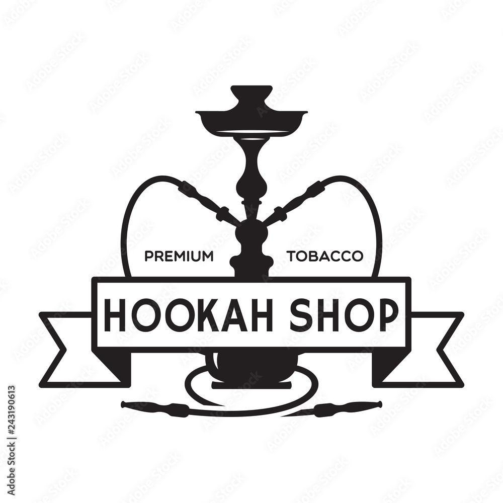 Vetor de Hookah label, badge and design elements. Hookah club. Shisha