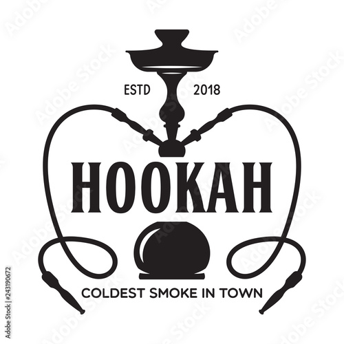 Hookah label, badge and design elements. Hookah club. Shisha bar. Hookah lounge logo. Hookah pipes.