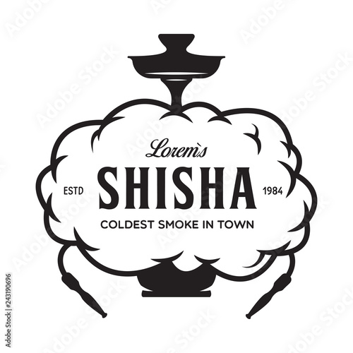 Hookah label, badge and design elements. Hookah club. Shisha bar. Hookah lounge logo. Hookah pipes.