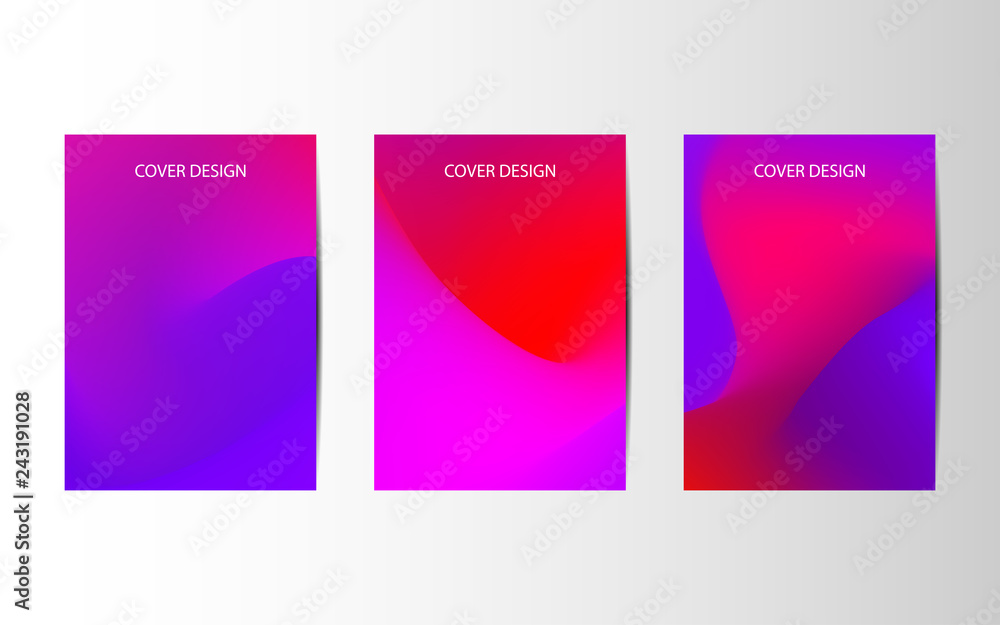 Minimal covers design. Abstract creative templates, cards, color covers set. Geometric design, liquids, shapes. Vector illustrations