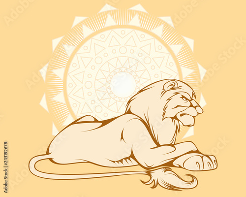 Fototapeta Naklejka Na Ścianę i Meble -  Lying mythological lion