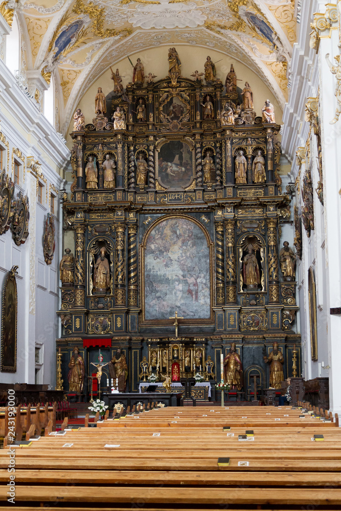 Trnava, Slovakia. 2018/4/12. The reredos in the Saint John the Baptist Cathedral in Trnava.