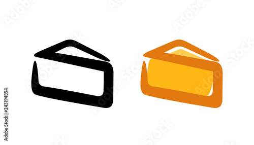 Triangle part of Cheese - vector logo emblem isolated on white.